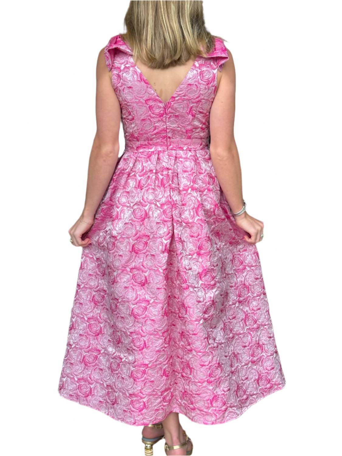 The Blue Collection - Women's Rosette Jacquard Tea Length Gown - Rack Hunt