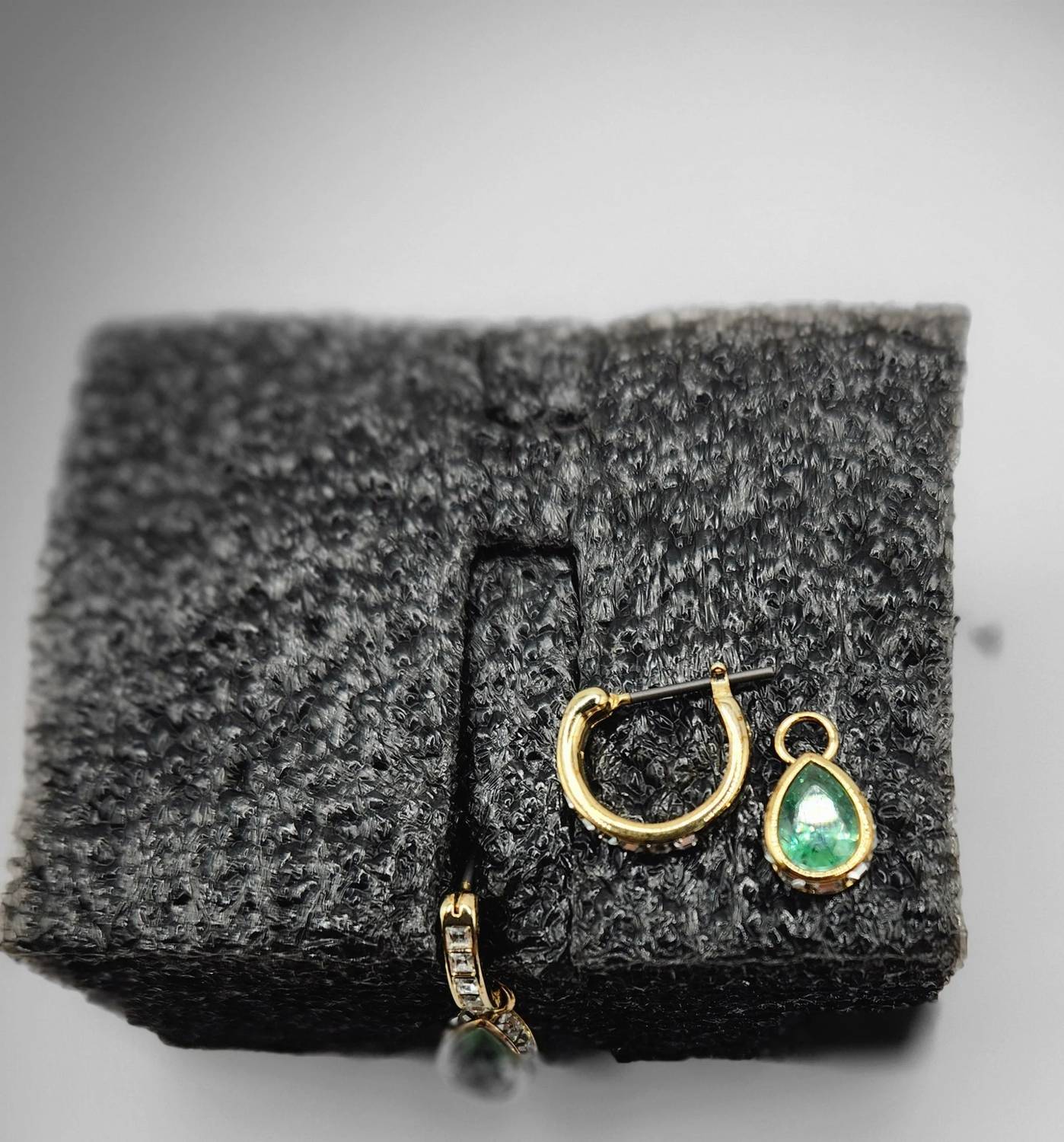 Pear Pave Rimmed Huggie Drop Earrings