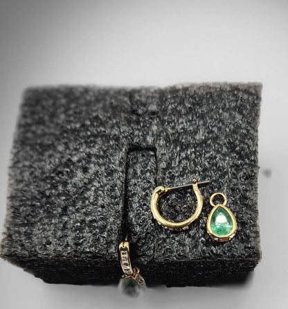Pear Pave Rimmed Huggie Drop Earrings