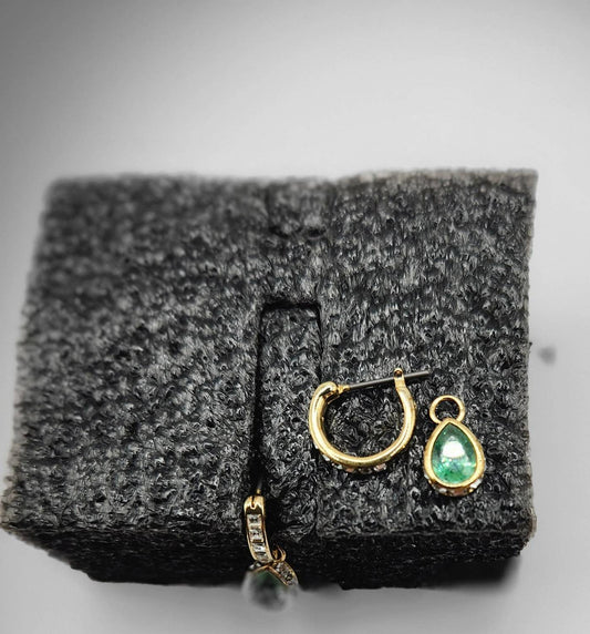 Pear Pave Rimmed Huggie Drop Earrings