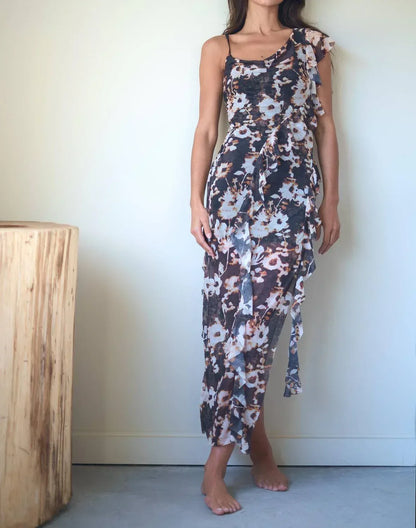 ESTHE - Waterfall Frill Asymmetric Dress - Rack Hunt