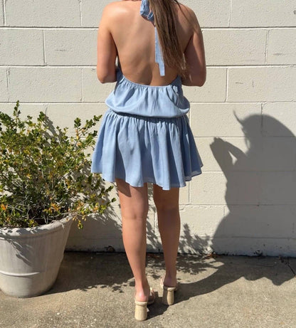 Ashlyn Halter Drop Waist Mini Dress