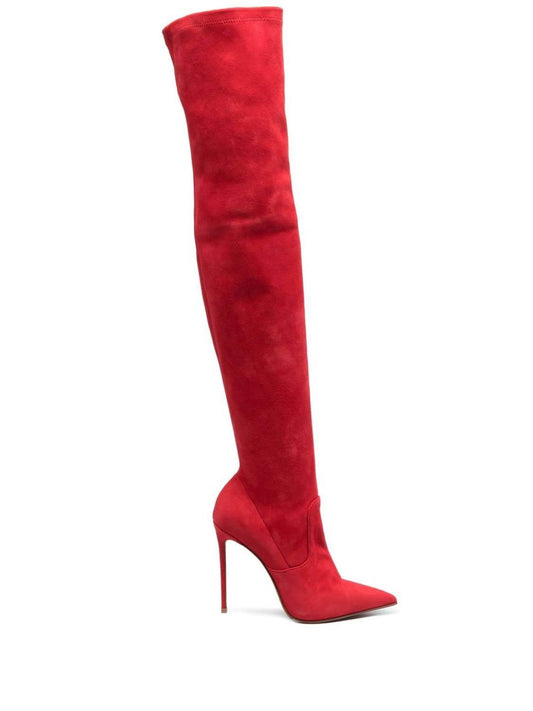 Le Silla - PRELOVED Eva stretch suede thigh high slip on leather boots - Rack Hunt -