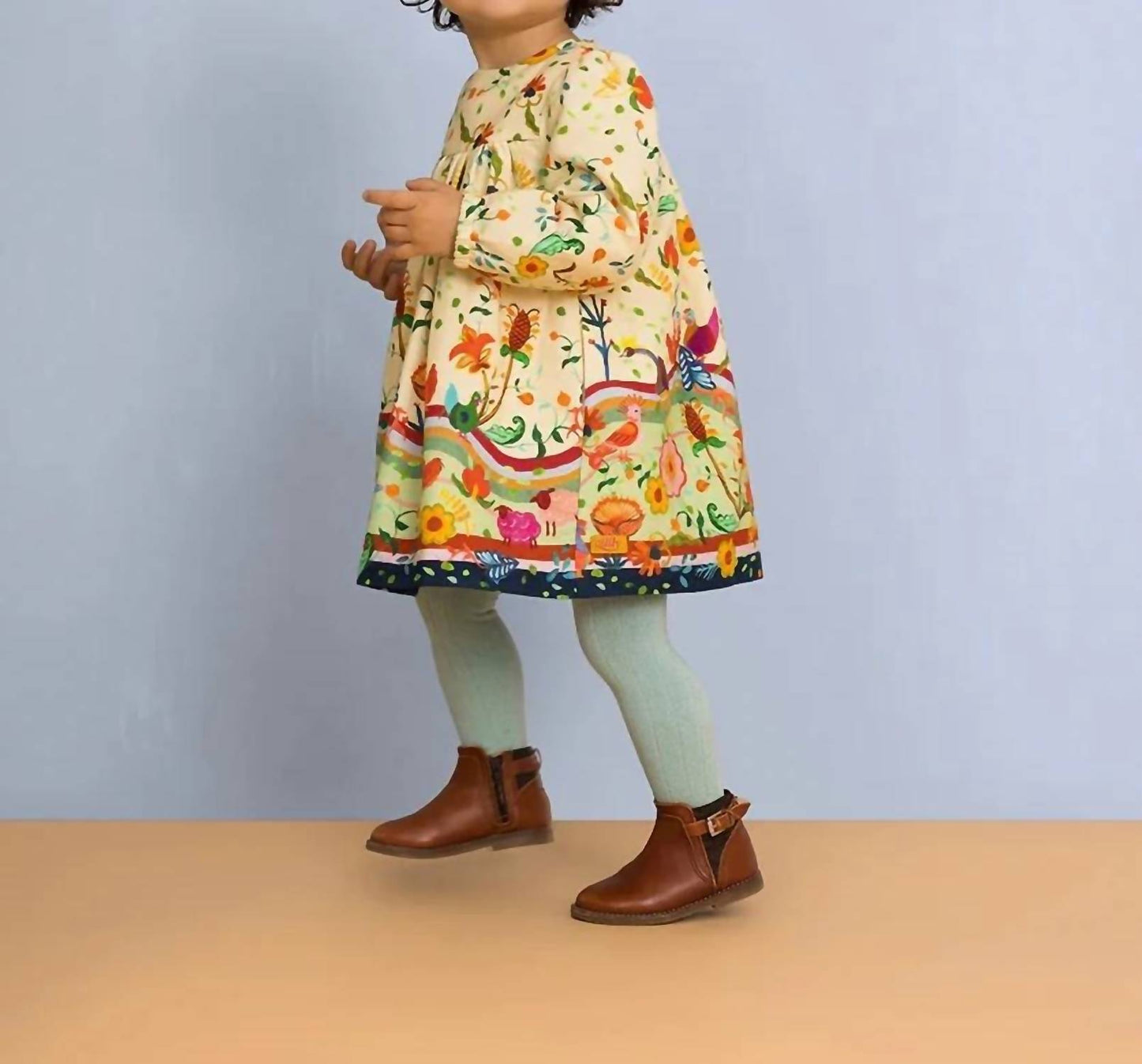 Girl's Joyful Long Sleeve Printed Dress