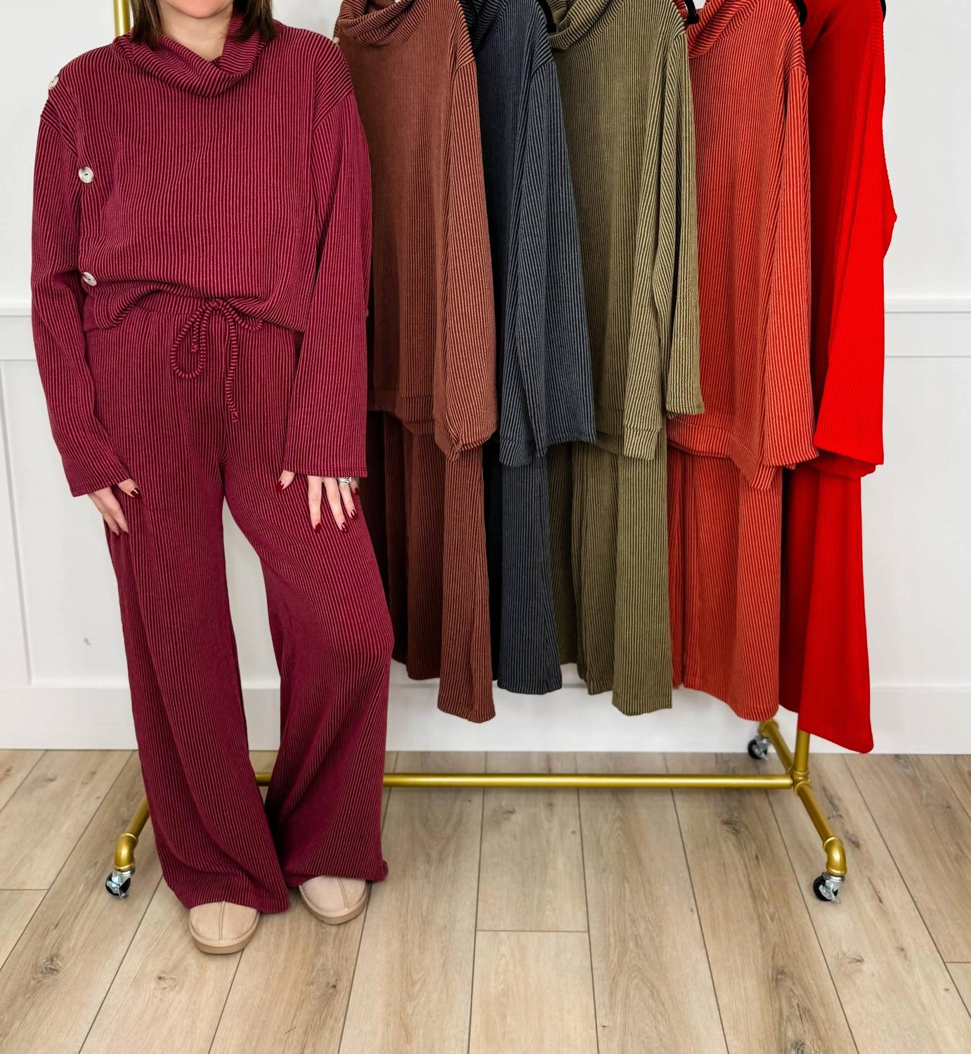 Soft Moments High-rise Ribbed Wide Leg Pants Set