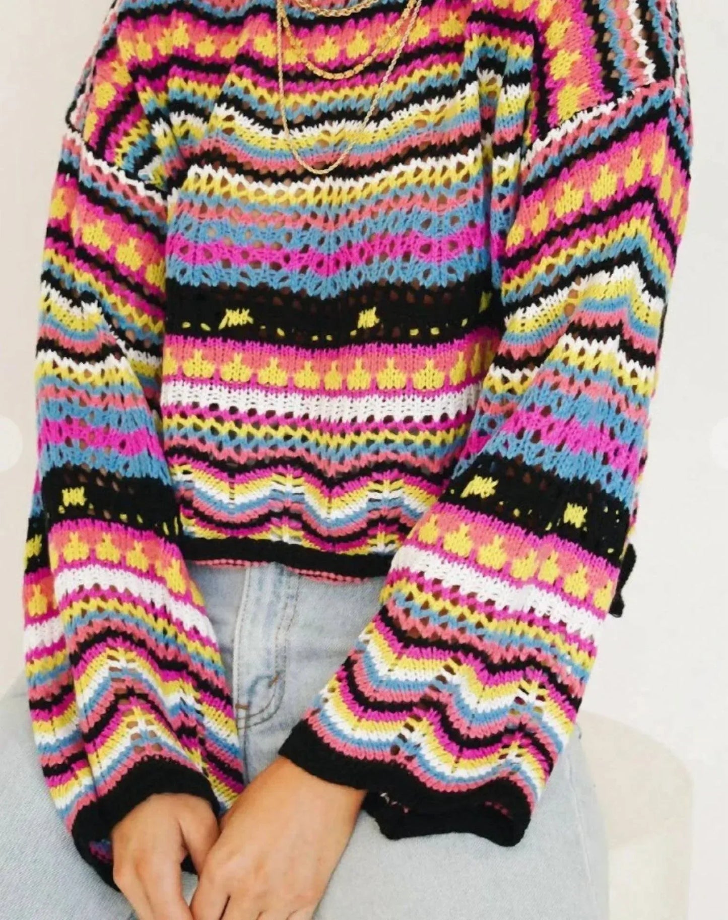Doublju - Crochet Long Sleeve Sweater - Rack Hunt