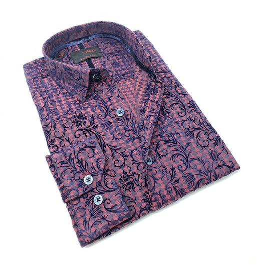 Men's Hounds Tooth Button Down Shirt With Flocking