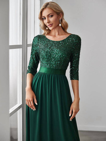 Elegant Round Neckline Sequins Dress