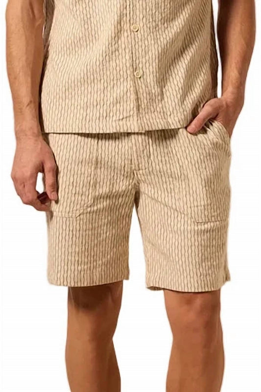 Umber & Ochre Men's Dipak Pull-on Utility Shorts in Distortion Wave Khaki
