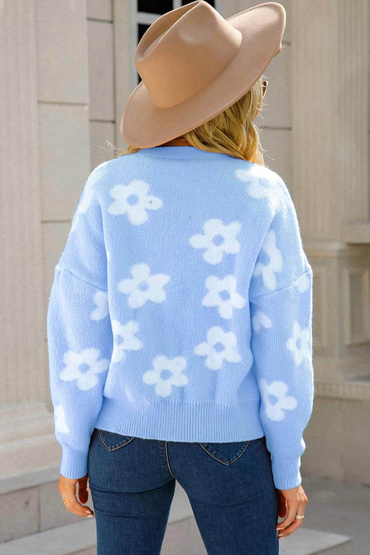 Doublju - Flower Pattern Sweater - Rack Hunt -
