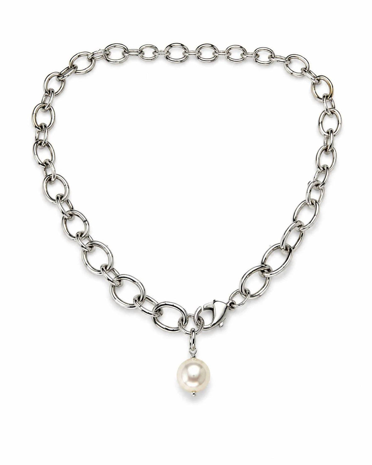 Women's Pearl Drop Chunky Link Necklace