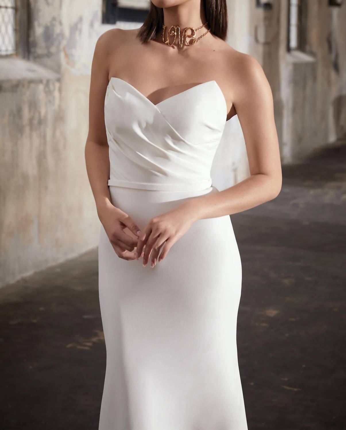 Sloane Stretch Crepe Fit And Flare Wedding Dress