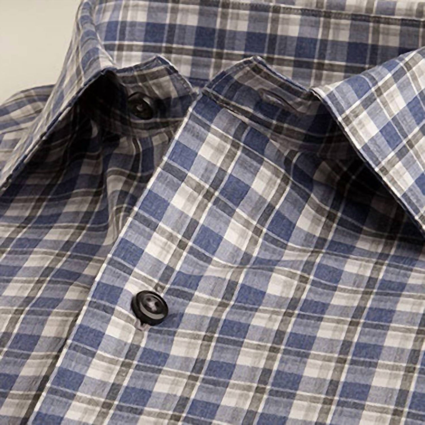 Men's Lightly Brushed Melange Denim Plaid Shirt