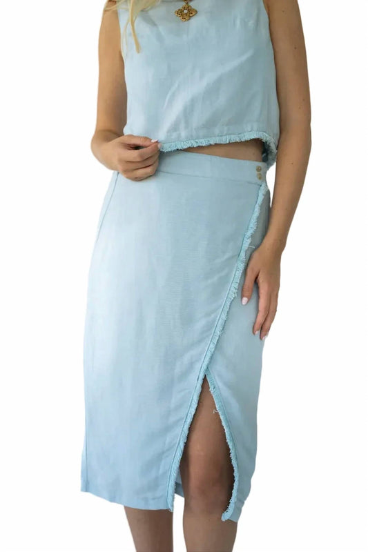 Michelle Faux Wrap Midi Skirt