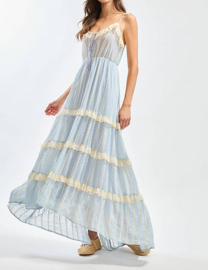 Cd10576d Lace Maxi Dress With Layered Ruffle