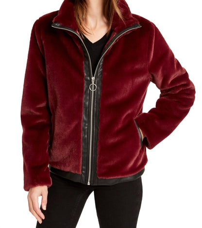 Women's Activewear Faux Fur Zip Front Jacket