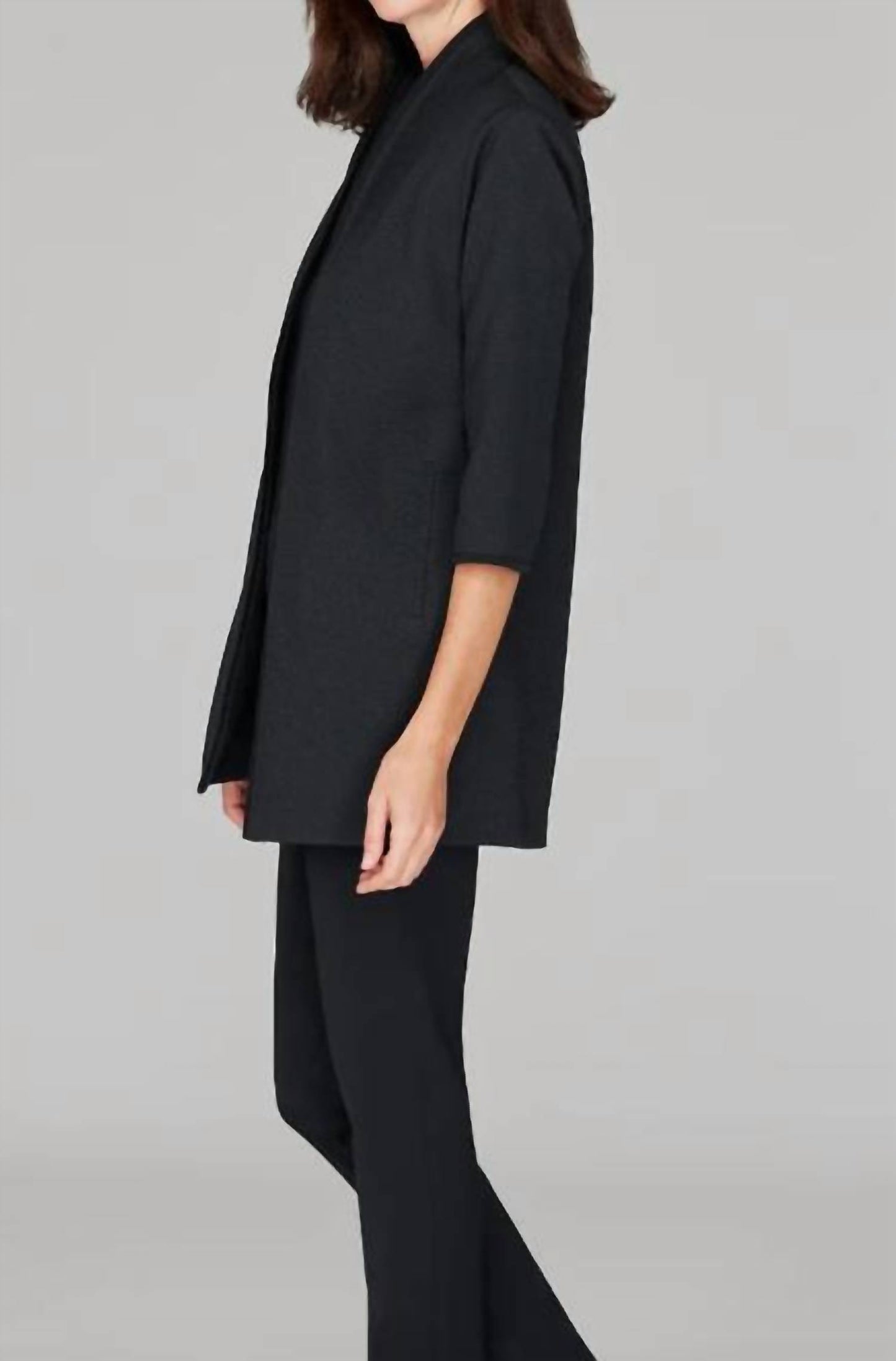 Pique High Neck Jacket with Bias Trim