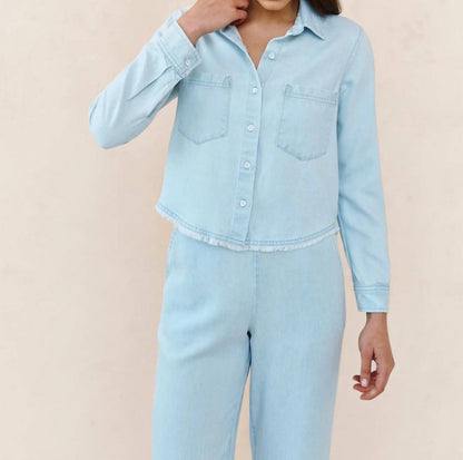 Two Pocket Fray Hem Shirt