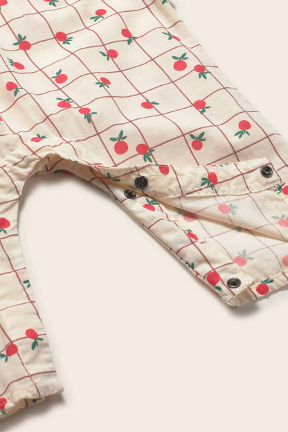 Girls Slub Fruit Poplin Jumpsuit