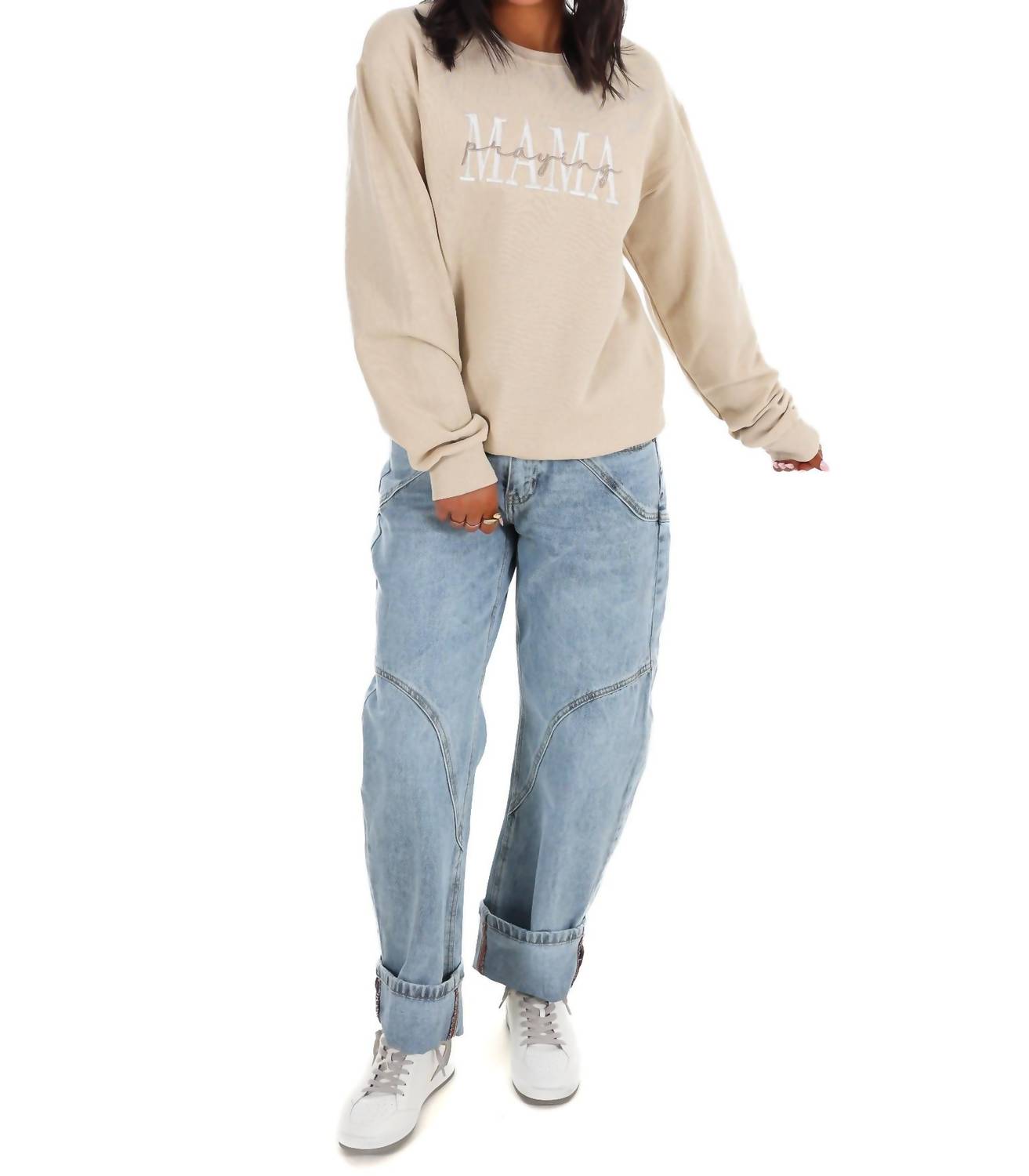 Praying Mama Embroidered Sweatshirt