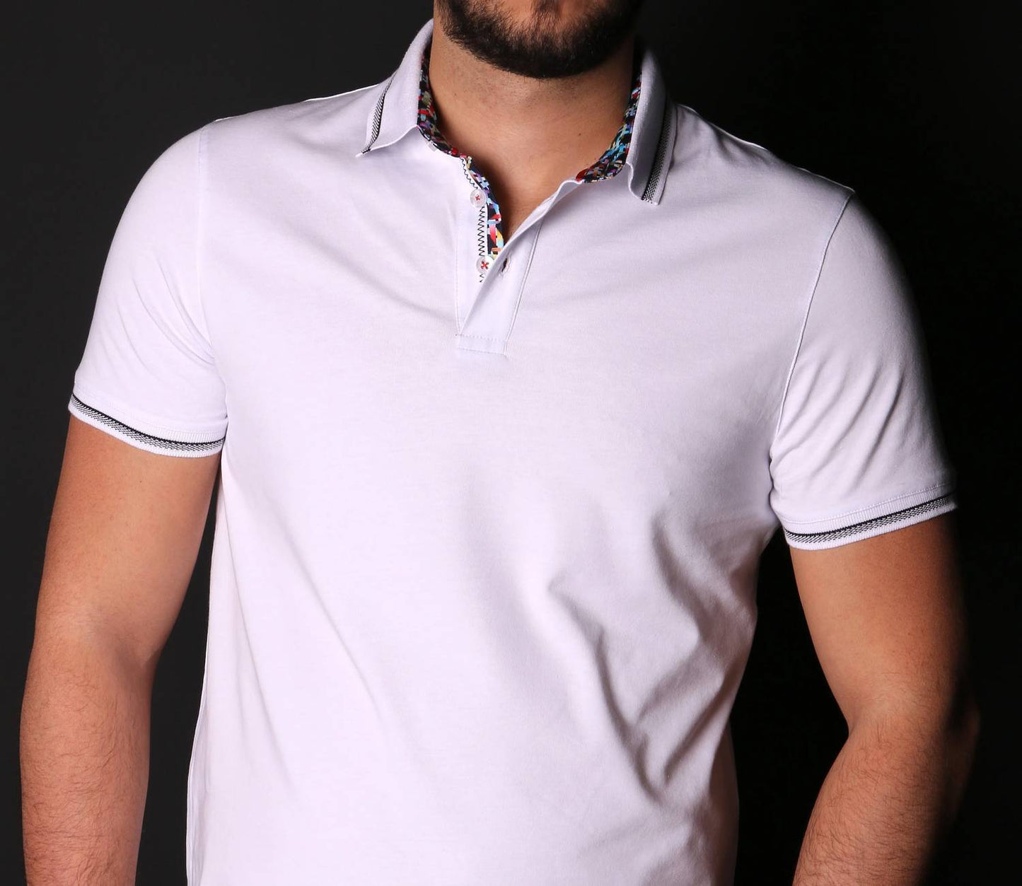 Slim Fit Polo With Colorful Trim In Collar
