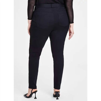 Women's Skinny Leg Front Zip Mid Rise Ponte Pants - Plus