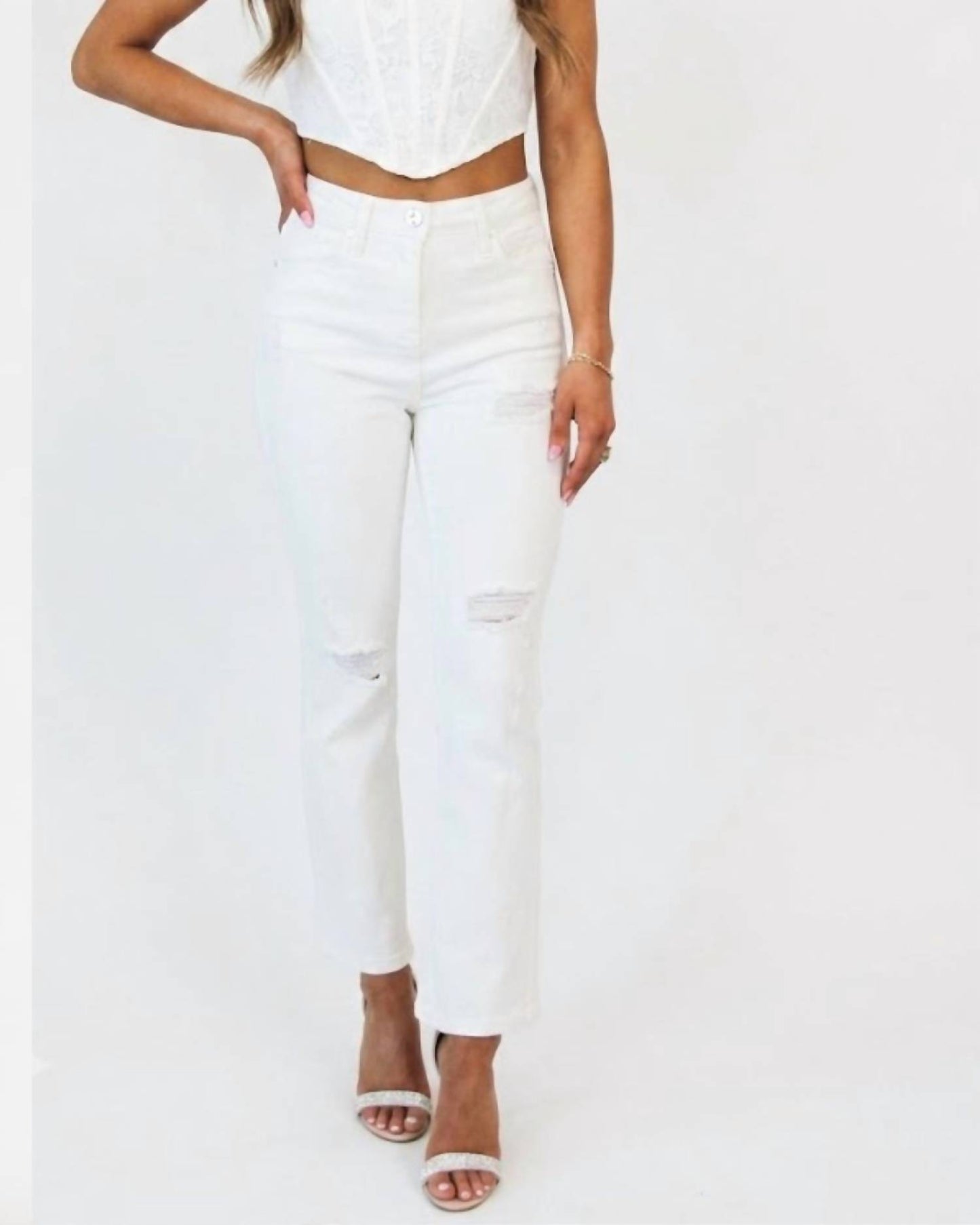 Irving Tummy Control Distressed Straight Leg Jeans