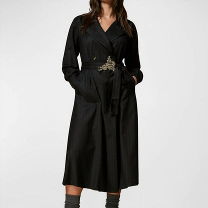 Detroit Pinstripe Double-breasted Coat