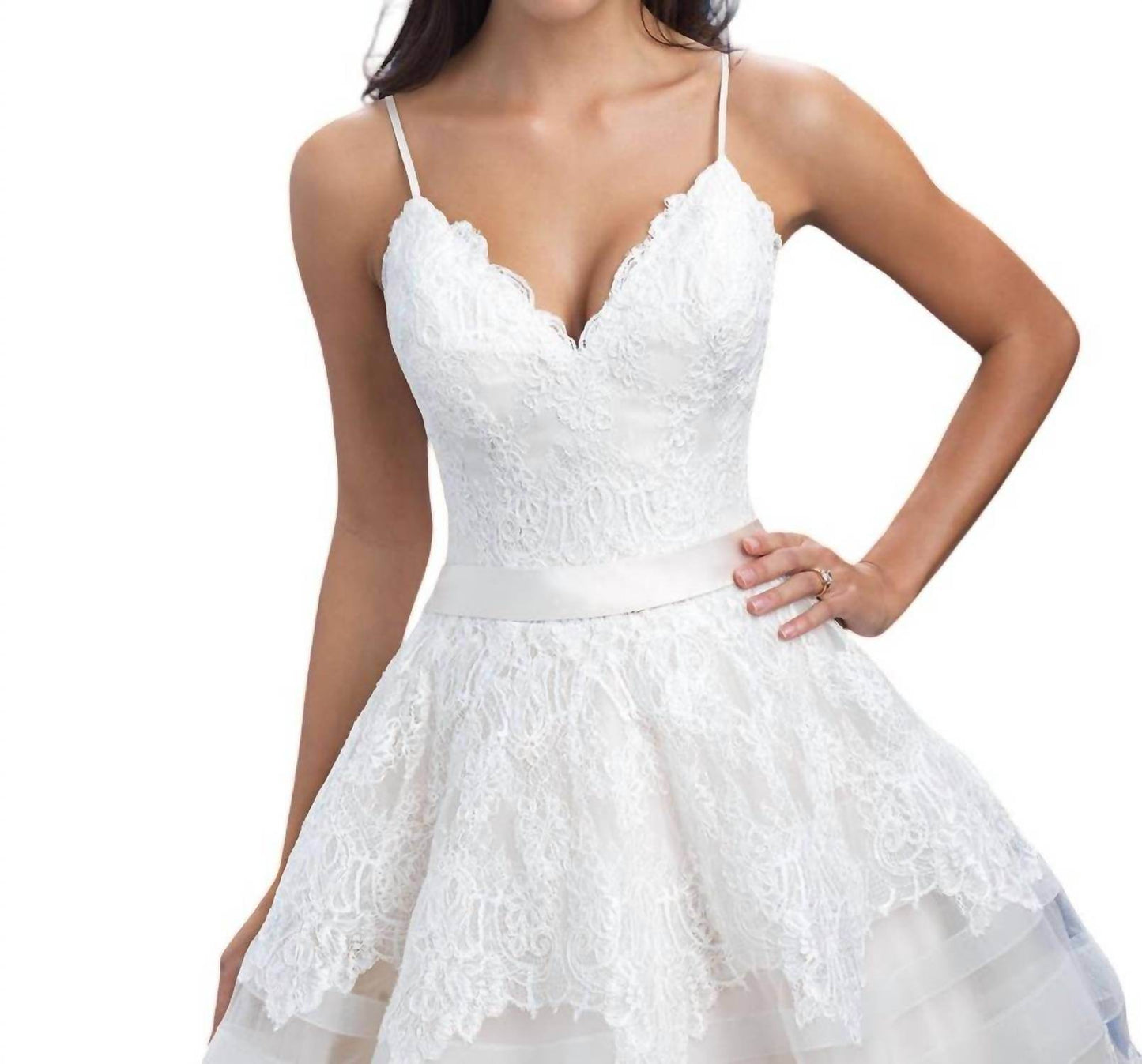 Allure Bridals - Lace Ballgown with Sheer Chiffon Stripes - Rack Hunt