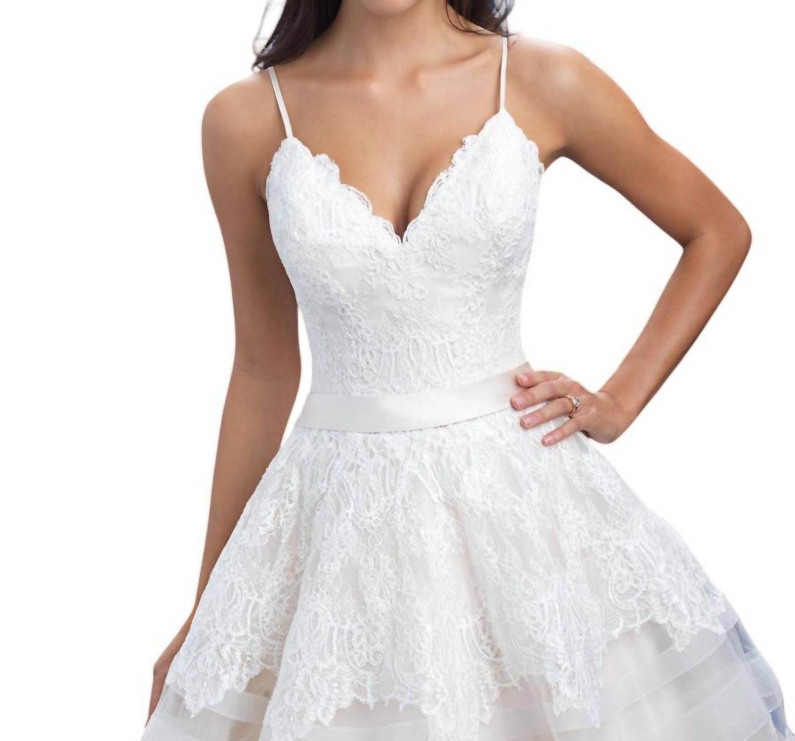 Allure Bridals - Lace Ballgown with Sheer Chiffon Stripes - Rack Hunt