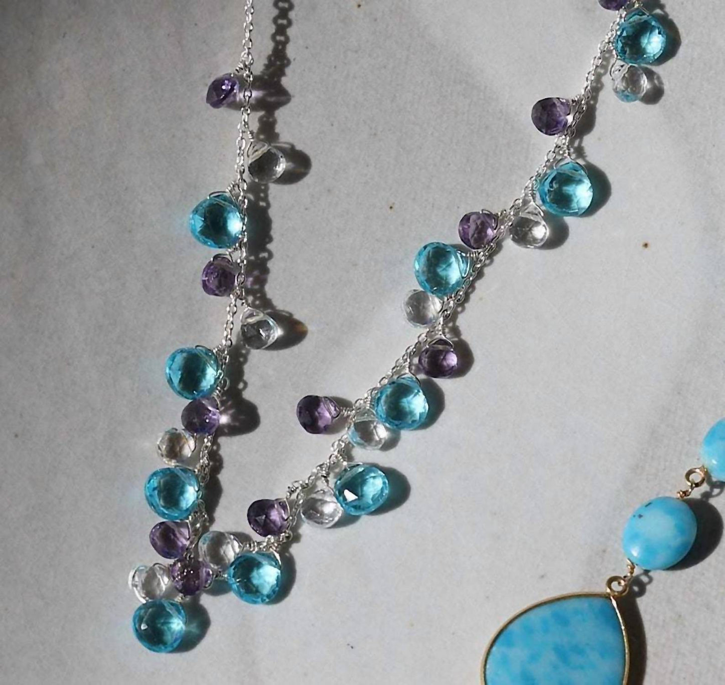 Women's Dangling Gemstone Necklace