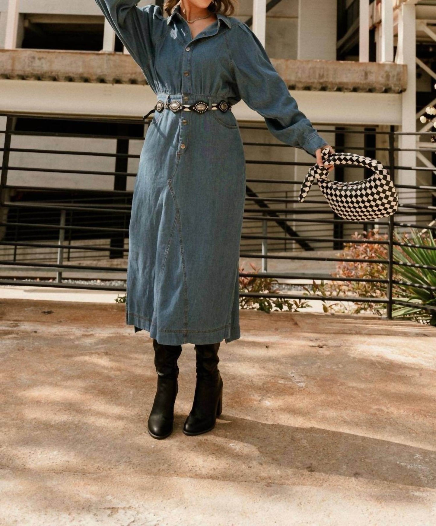 How Very Loved - Tianna Denim Midi Dress - Rack Hunt -