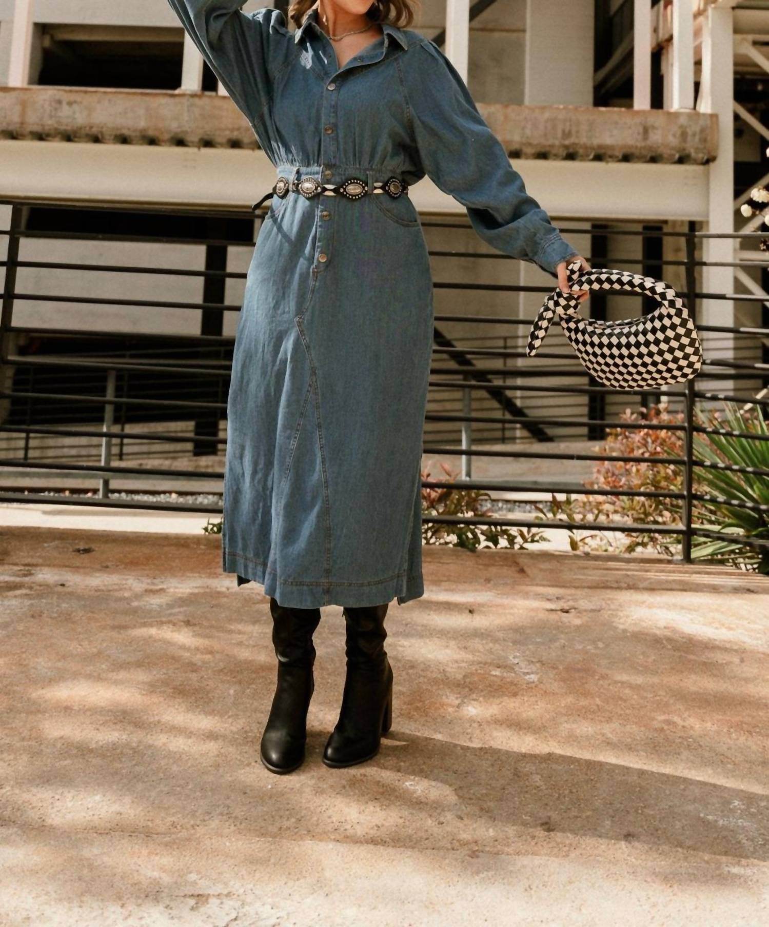 How Very Loved - Tianna Denim Midi Dress - Rack Hunt -