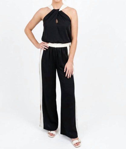 Satin Contrast Bubble Hemmed Halter Top
