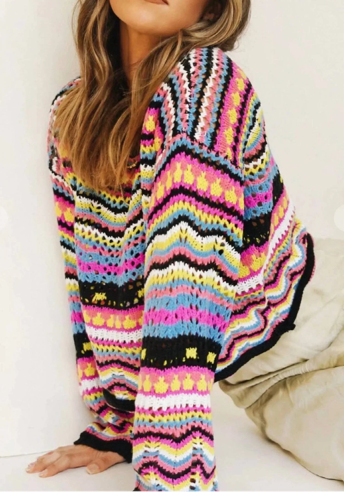 Doublju - Crochet Long Sleeve Sweater - Rack Hunt
