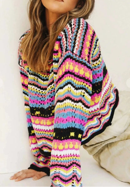 Doublju - Crochet Long Sleeve Sweater - Rack Hunt