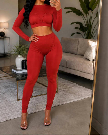 Don't Make A Scene - Long Sleeve Detailed Legging Set