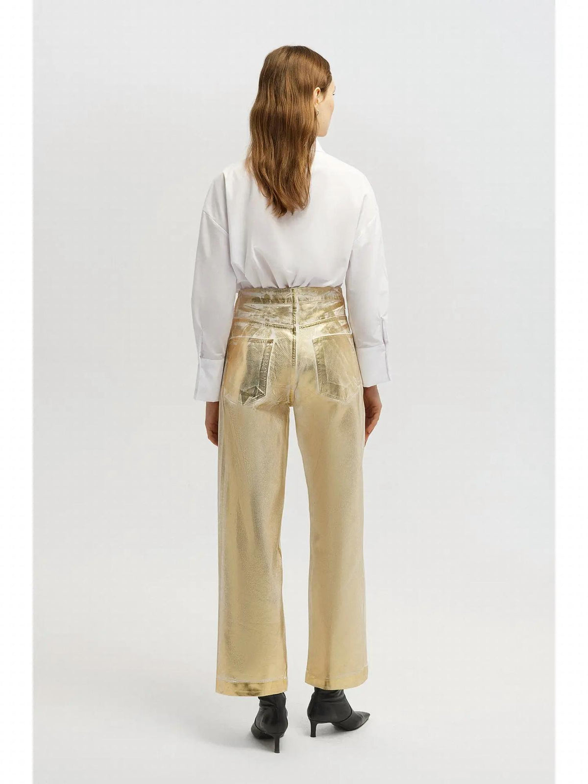 Foil Coated Straight Leg Jeans