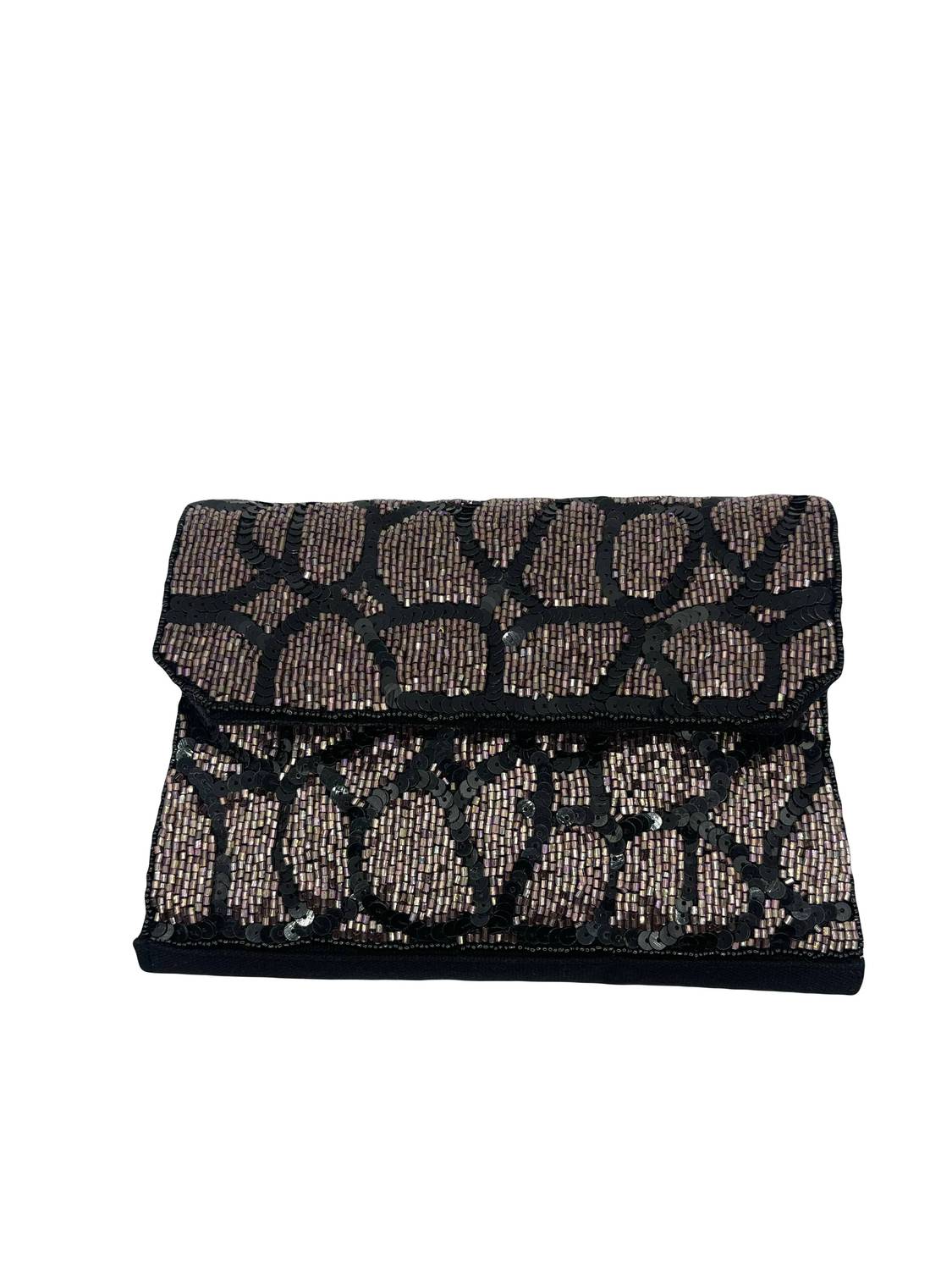Women's Animal Print Beaded Clutch Bag