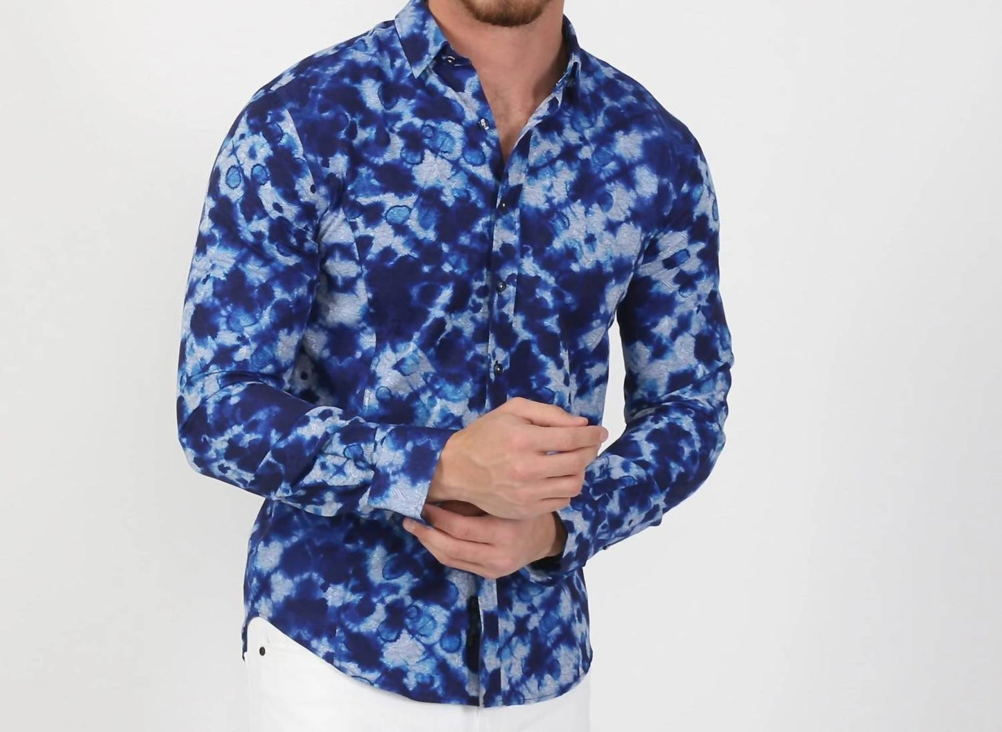 Tie Dye Jacquard Paisley Button Down Shirt