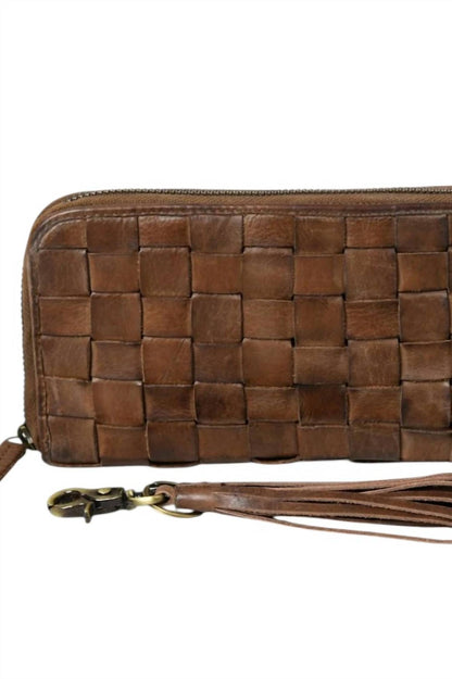 Women's Cata Woven Leather Zip Wallet