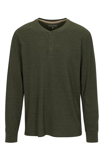 Men's Heather Waffle 3 Button Henley Top
