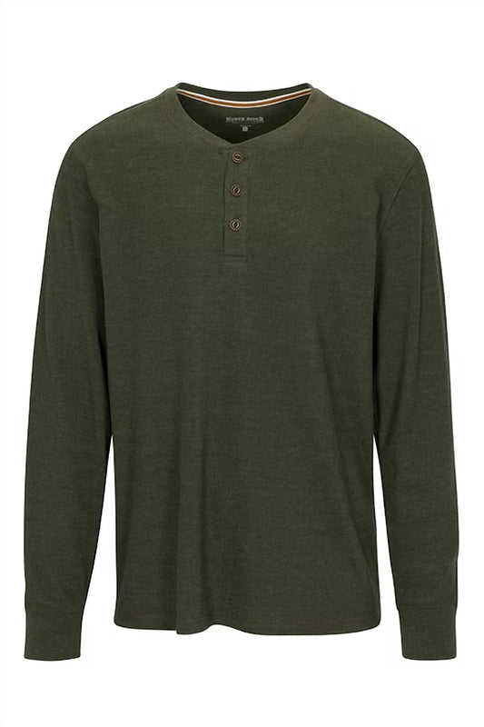 Men's Heather Waffle 3 Button Henley Top