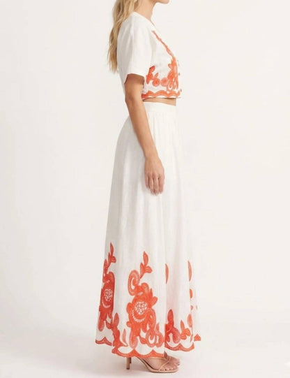 Embroidered Two-piece Maxi Skirt Set
