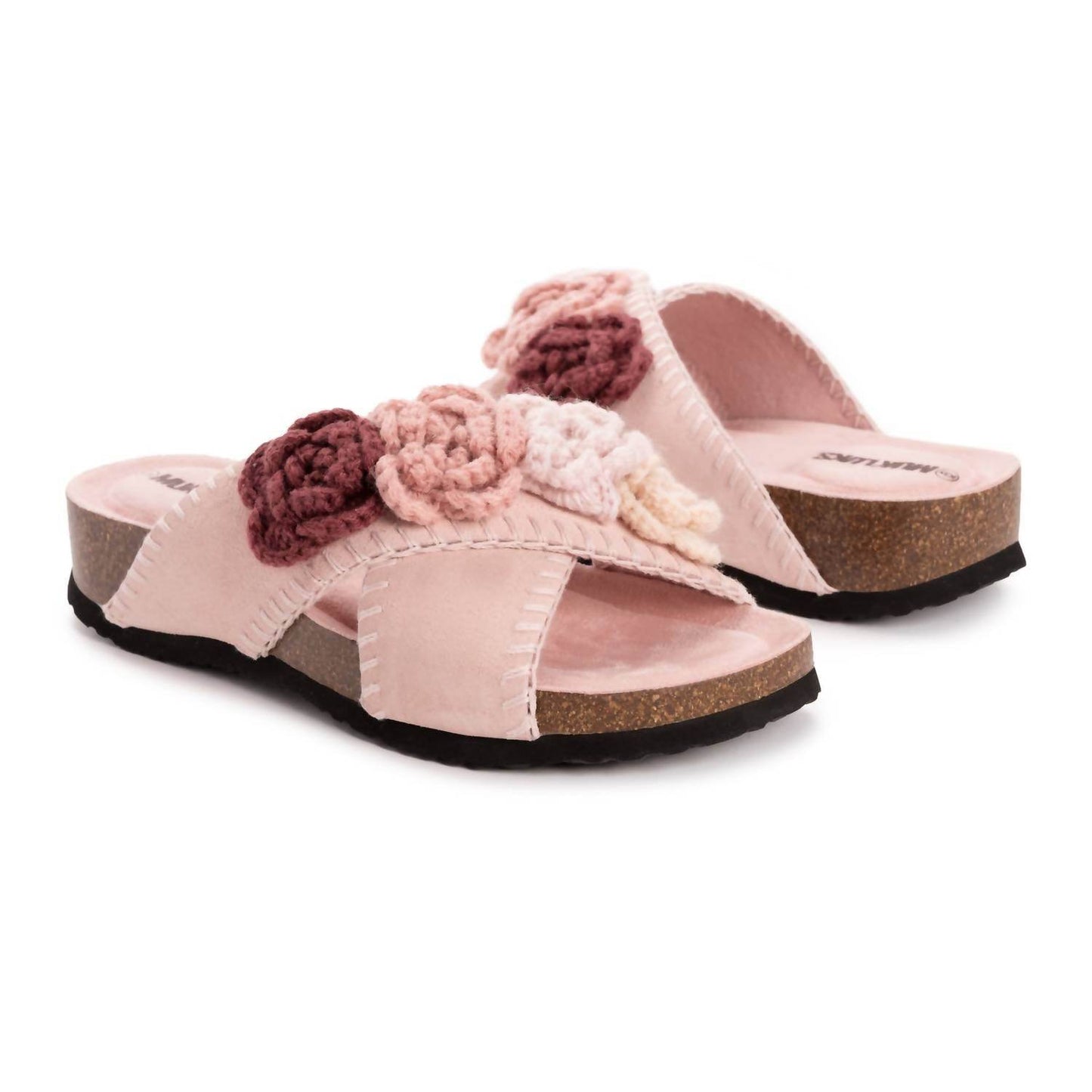 Muk Luks - Women's Penelope Crochet Floral Cross Strap Sandal Slide - Rack Hunt -