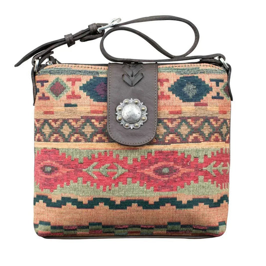 American West - Women's Hand Woven Santa Fe Tapestry Zip Top Shoulder Bag - Rack Hunt