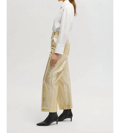 Foil Coated Straight Leg Jeans
