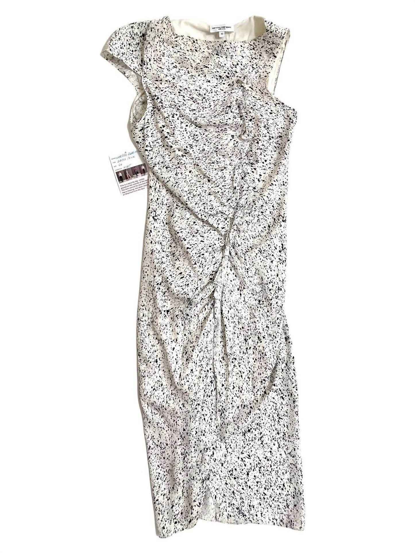 Narciso Rodriguez - Ink Splatter Print Gather Silk Dress - Rack Hunt -