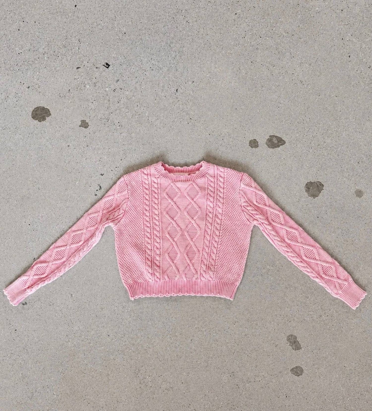 Girl's Cable Knit Crew Sweater