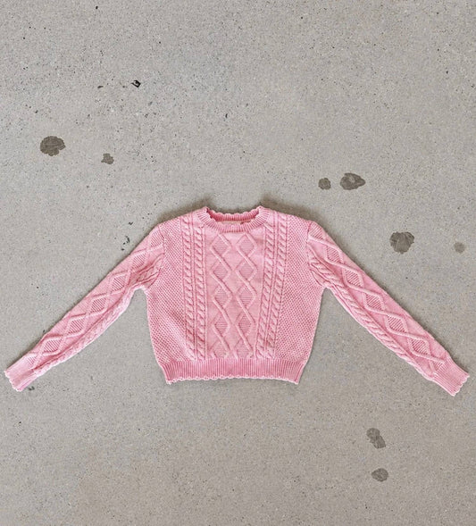 Girl's Cable Knit Crew Sweater